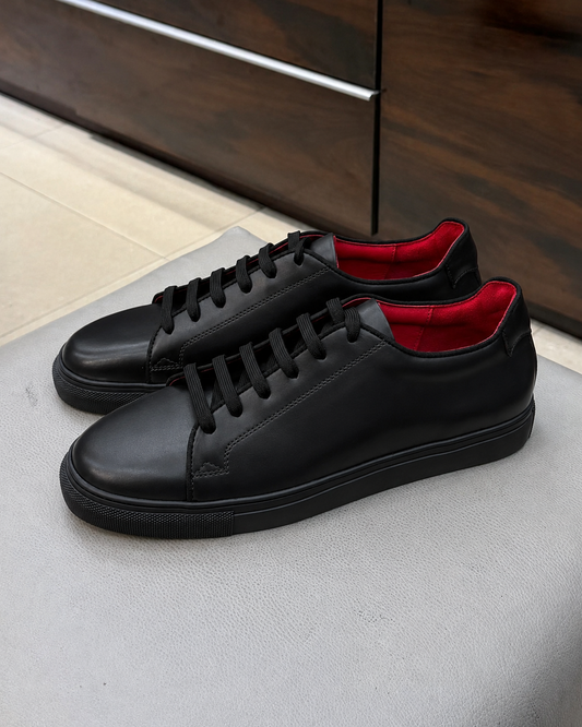 Black Low-top Sneakers in Calfskin Leather