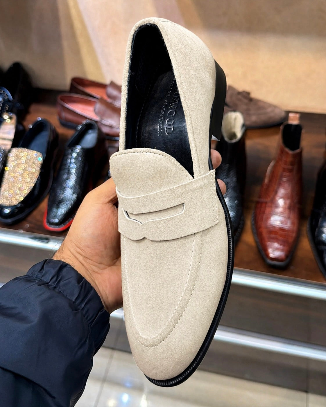 Classic Beige Suede Penny Loafers