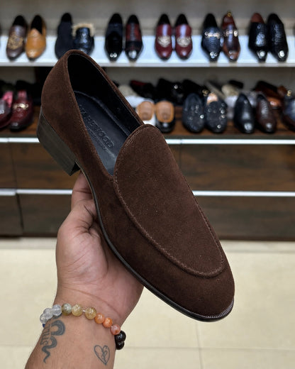 Brown Suede Belgian Loafers