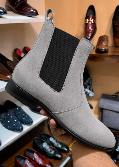 Grey Suede Chelsea Boots