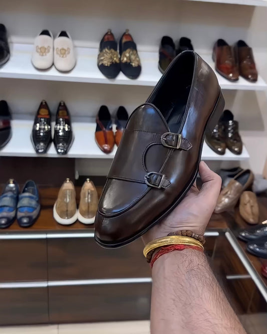 Coffee Brown Double Monk Loafers