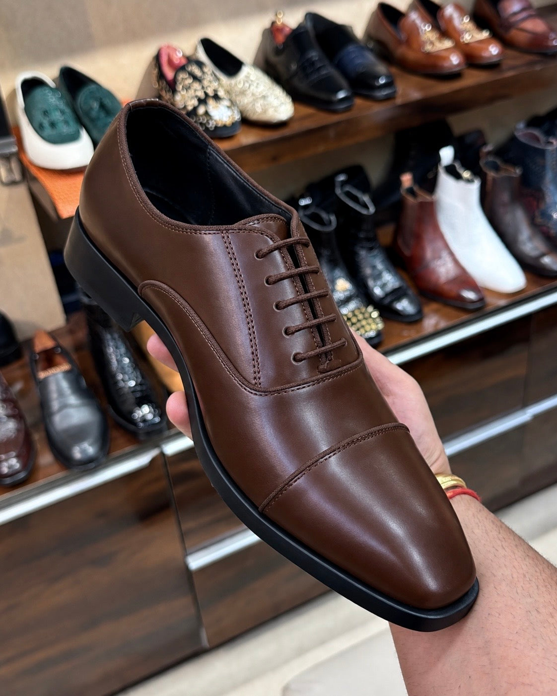 Medium Brown Cap Toe Oxfords