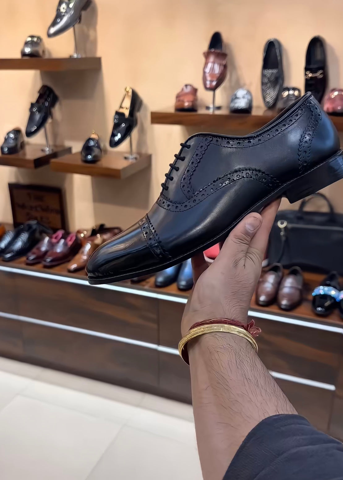 Classic Black Semi-brogue Captoe Oxfords