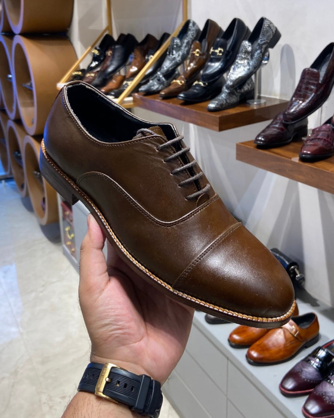 Classic Brown Goodyear Welted Captoe Oxfords