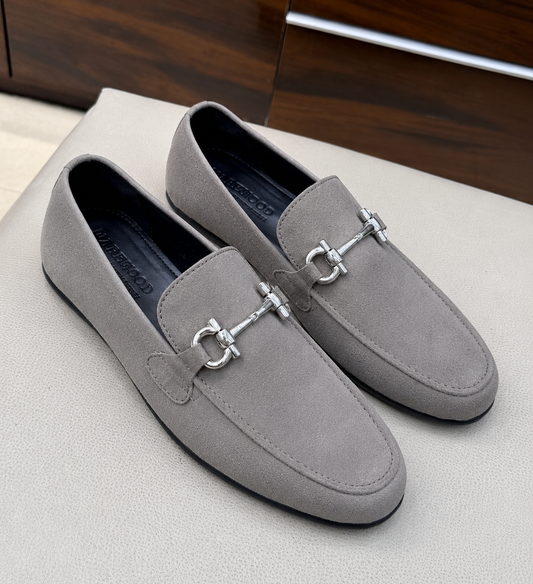 Grey Suede Driving Loafers