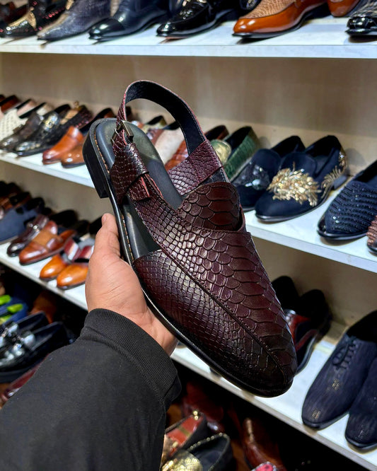 Dark Burgundy Cobra Scaled Peshawaris