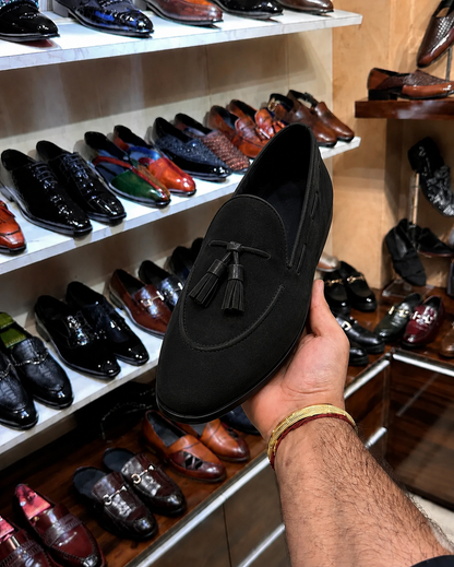 Black Suede Tassel Loafers