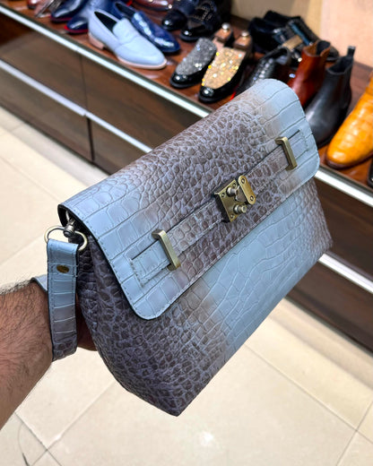 Exotic Himalayan Crocodile Scaled Cross Body Bag