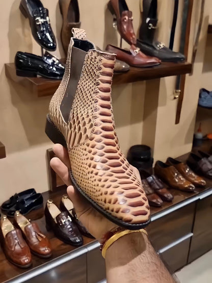 Exotic Snake Chelsea Boots