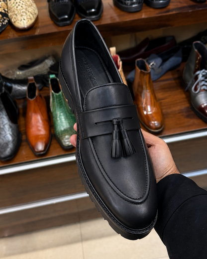 Black Chunky Tassel Loafers