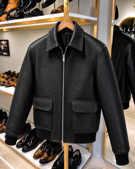 Genuine Black Full Grain Leather Jacket