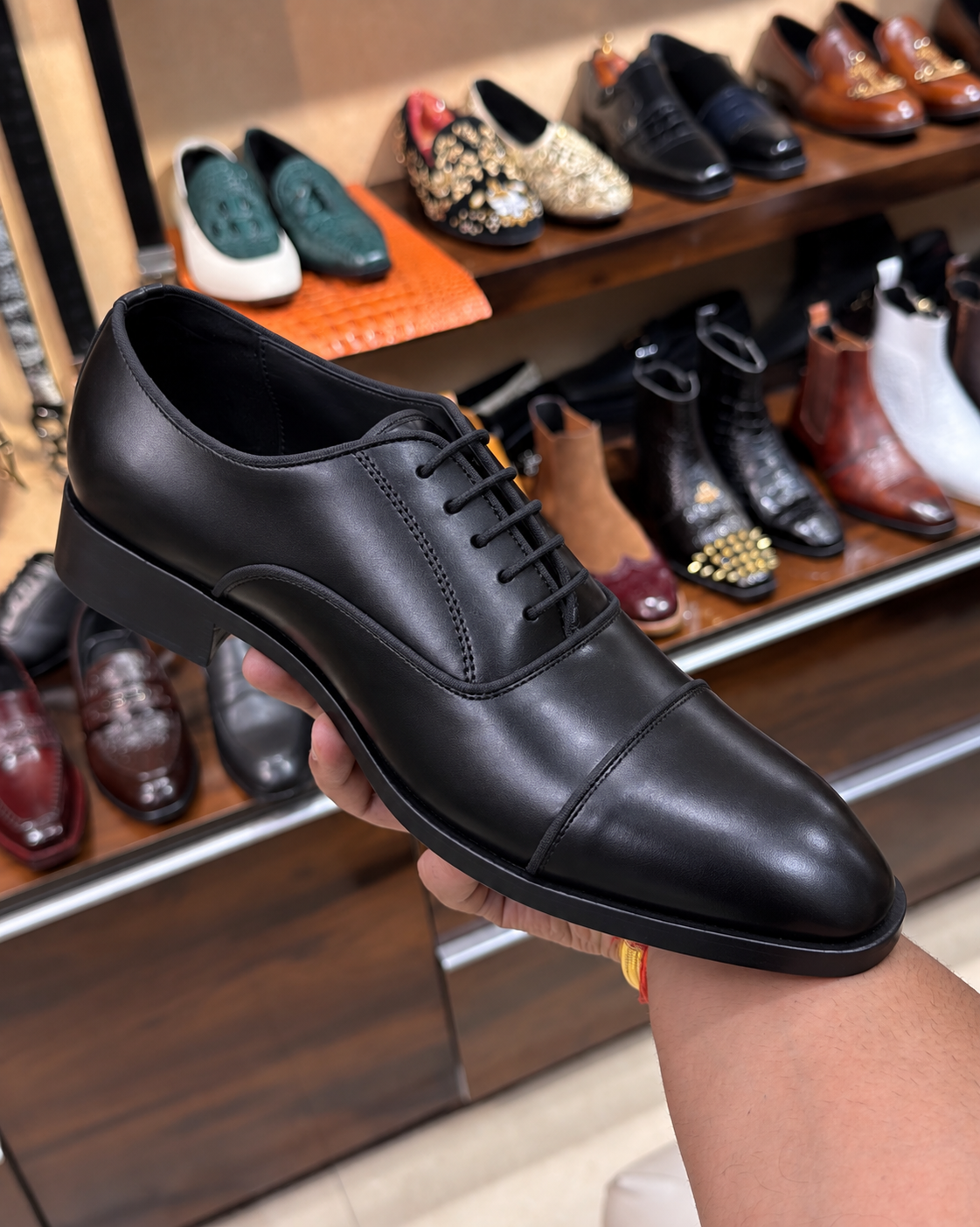 Black Cap Toe Oxford Shoes