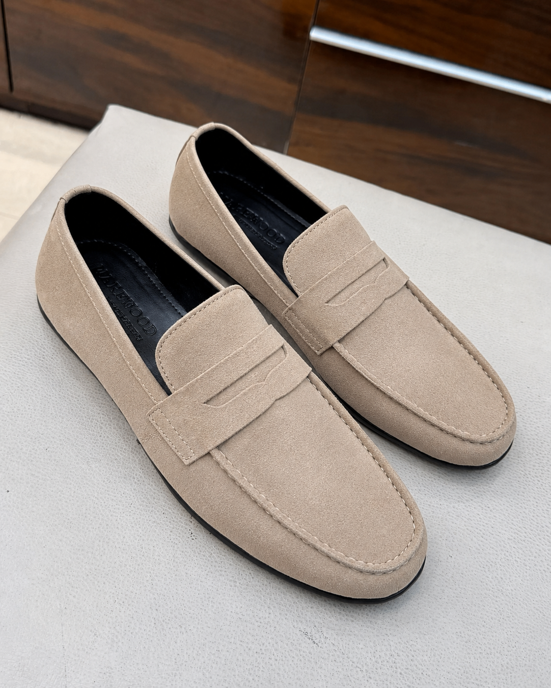 Sand Suede Driving Loafers