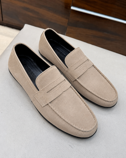 Sand Suede Driving Loafers