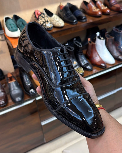 Black Patent Leather Cap Toe Oxfords