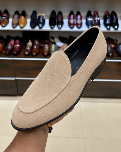Beige Suede Belgian Loafers
