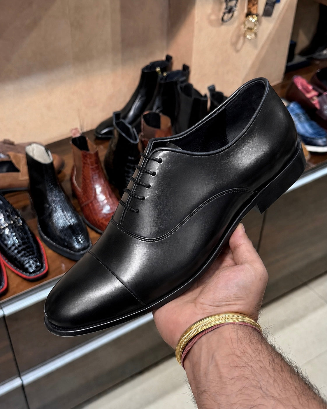 All Black Cap Toe Oxfords In Calfskin Leather