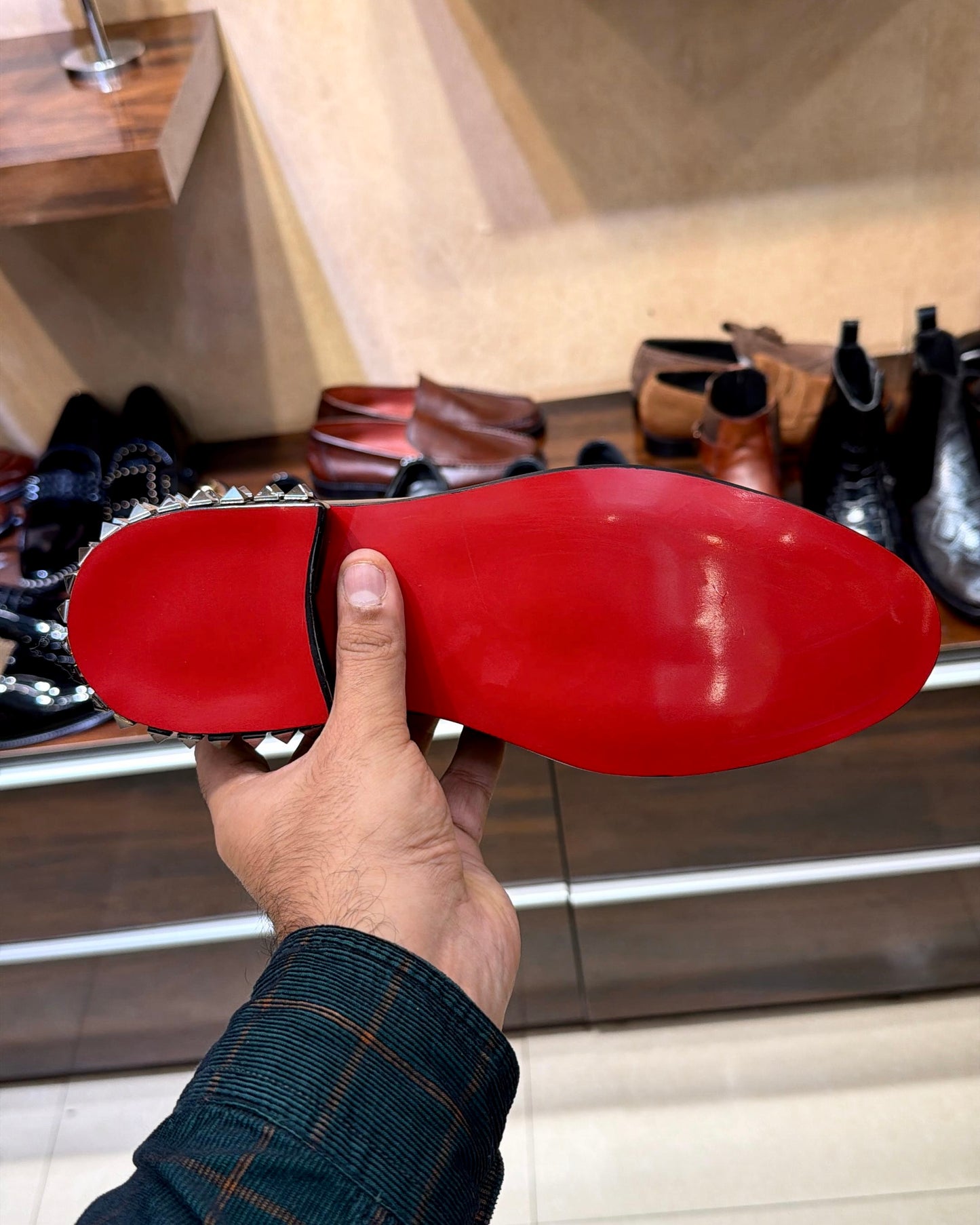 Signature Patent-snake Foil Studded Heel Red Bottom Moccasins