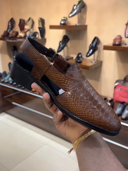 Brown Patina Cobra Scaled Peshawaris