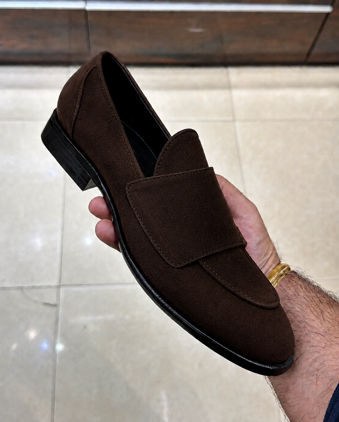 Brown Suede Double Monk Strap Loafers