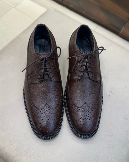 Classic Brown Longwing Derby Shoes with Dainite Sole