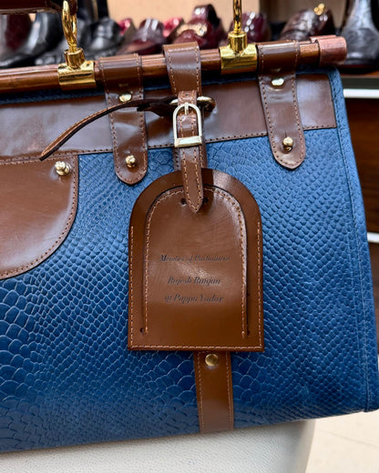 Custom Blue & Brown Cobra Scaled Duffel Bag