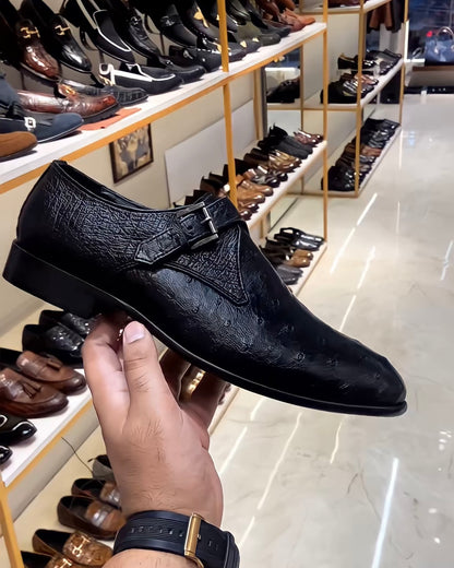 Black Ostrich Scaled Single Monks