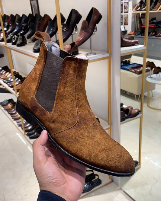 Burnt Tan Suede Chelsea Boots