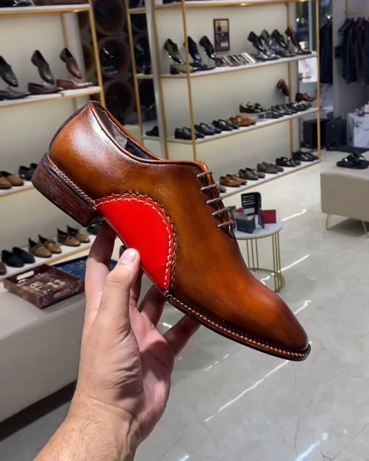 Sienna Brown Opanka Oxfords with Brown Sole