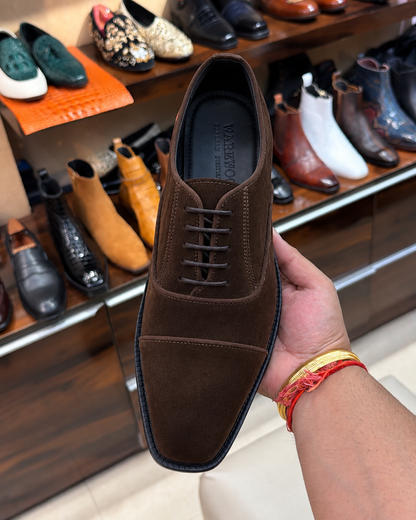 Brown Suede Cap Toe Oxfords