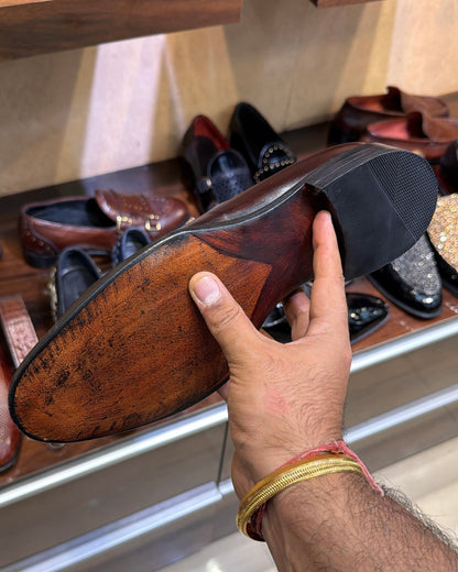 Limited Edition Burnished Brown Alligator Scaled Loafers