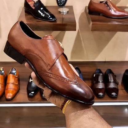 Tan Wing-tip Single Monks