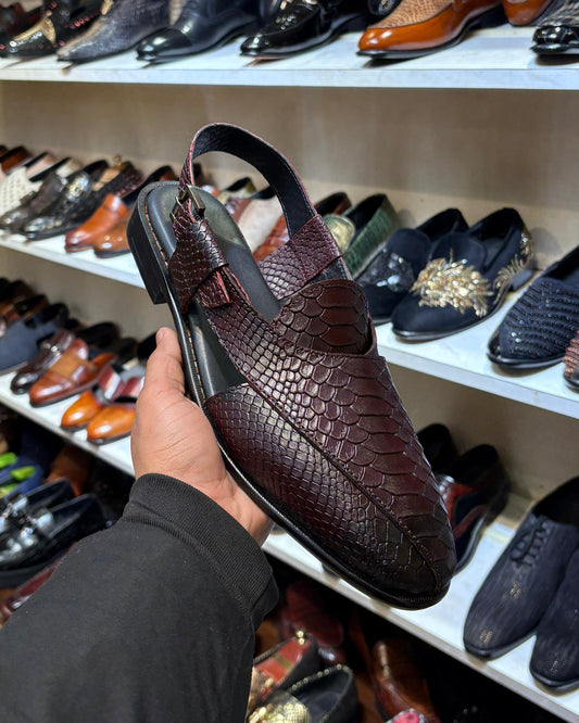 Dark Burgundy Cobra Scaled Peshawaris