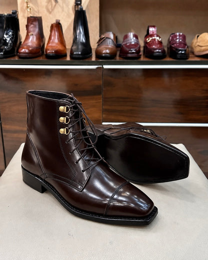 Goodyear Welted Dark Brown Derby Cap Toe Boots