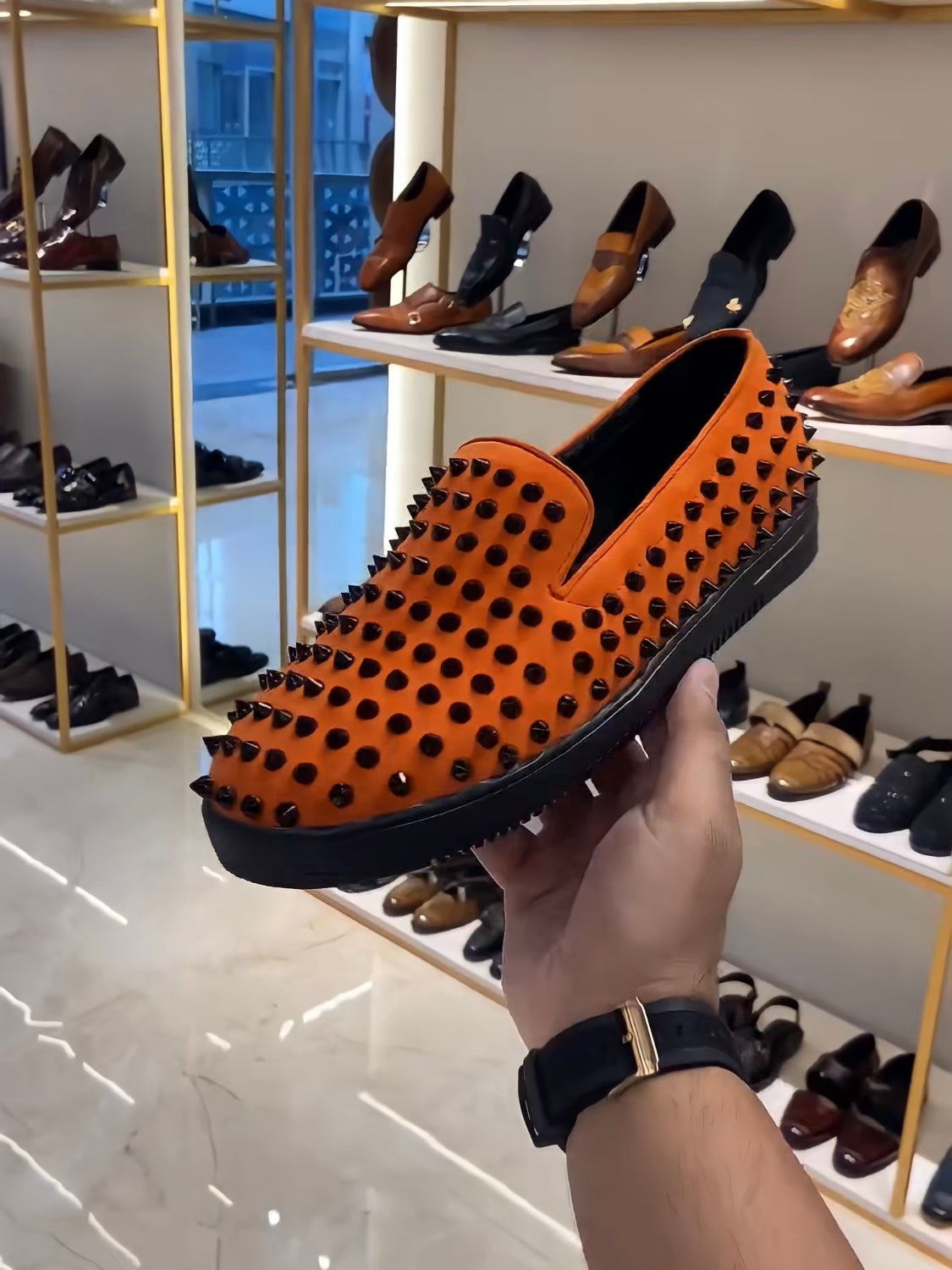 Orange Studded Sneakers