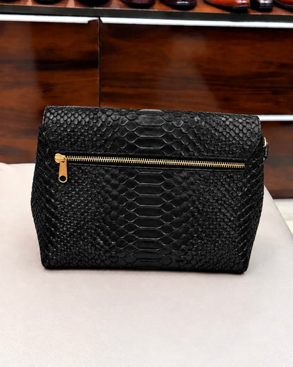 Black Cobra Scaled Cross Body Bag