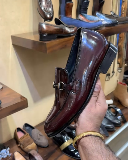 Brush-off Ox-blood Moccasins with Antique Buckle