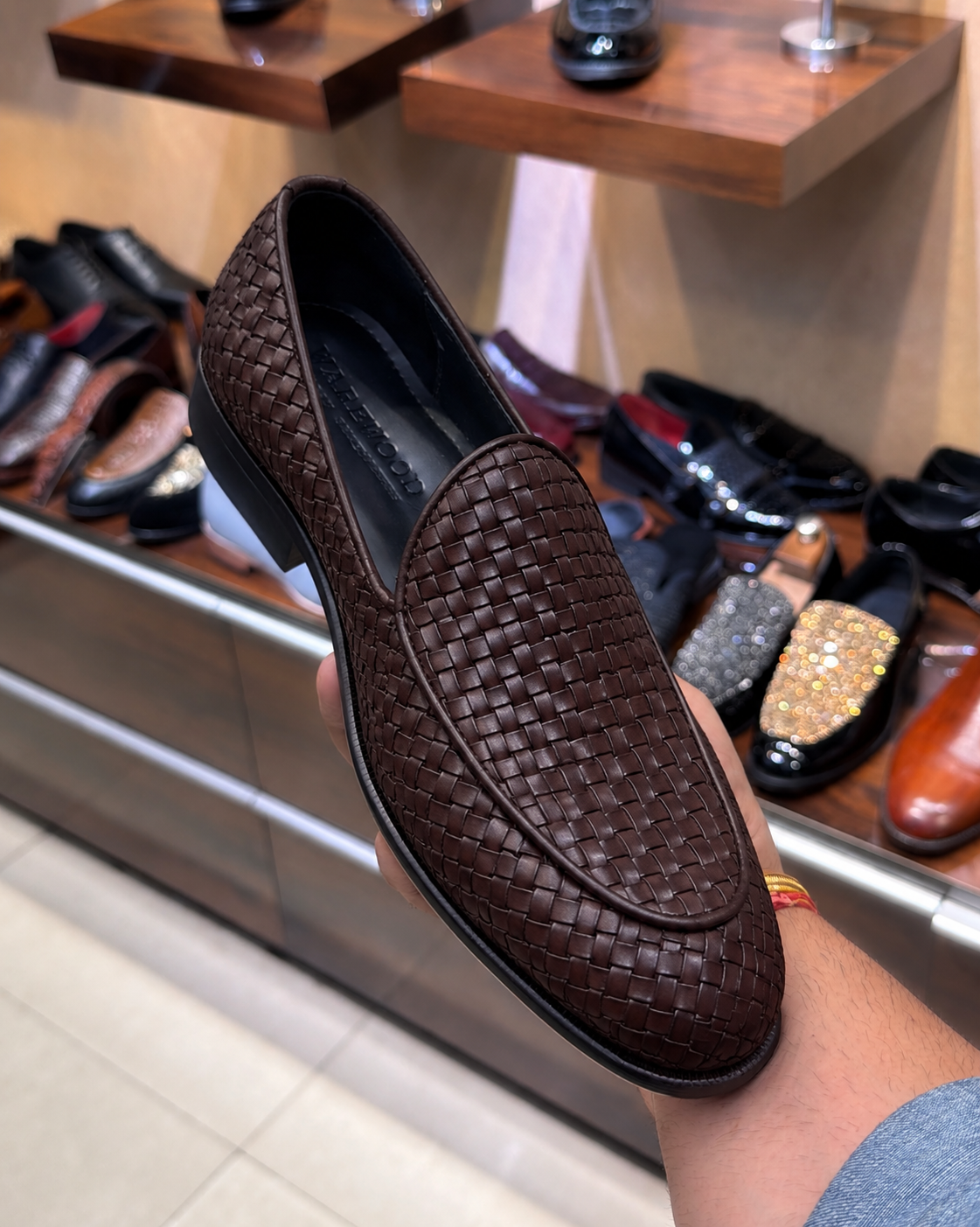Dark Brown Hand-woven Leather Belgian Loafers