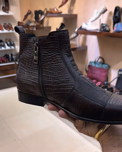 Limited Edition Alligator Leather Scaled Zipper Boots