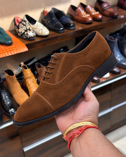 Tobacco Suede Cap Toe Oxfords