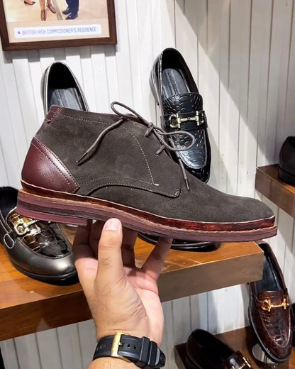 Dark Grey Suede Goodyear Welted Chukka Boots