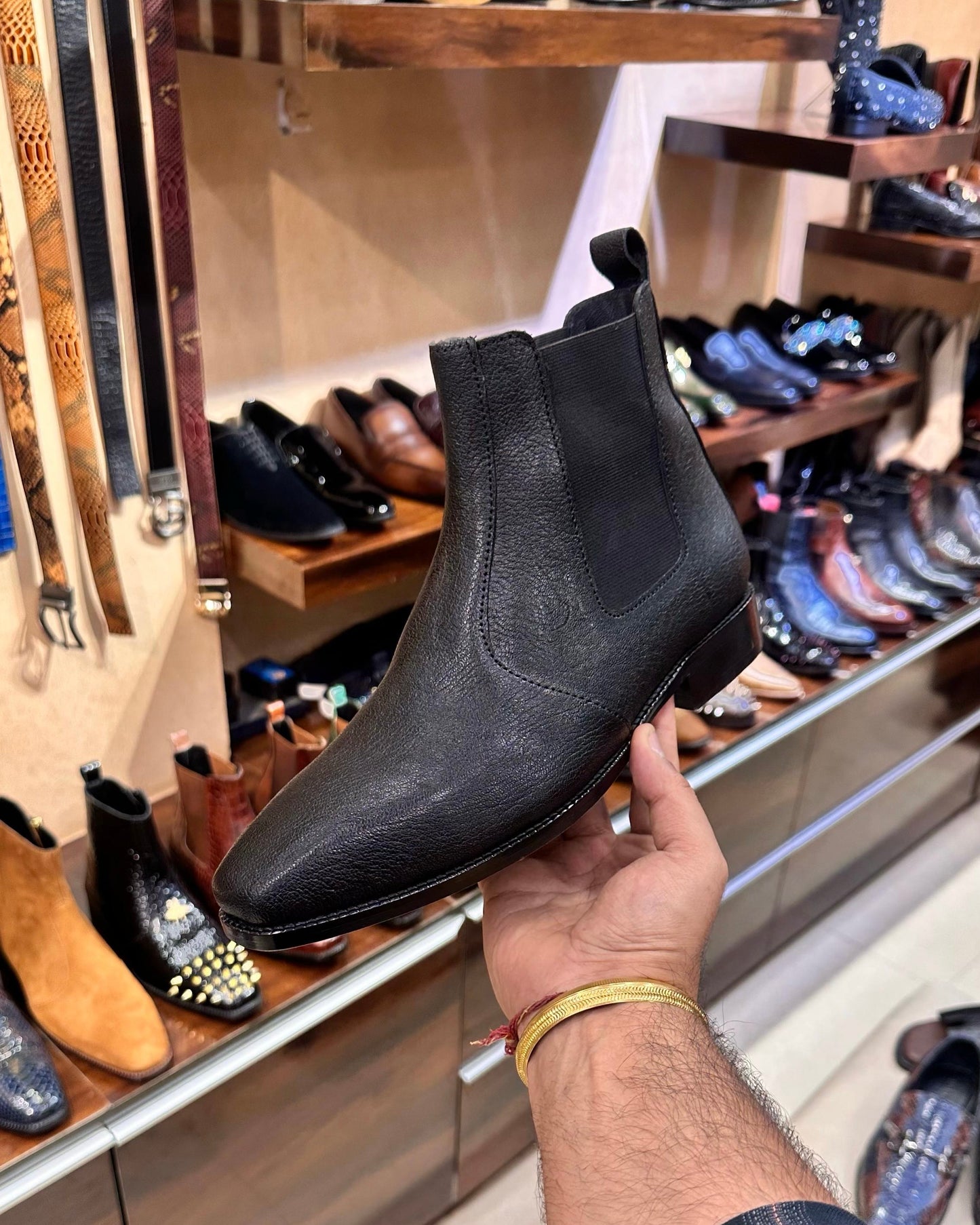 Classic Black Calf Skin Leather Chelsea Boots