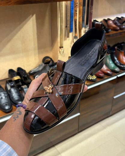 Light Brown Spectator Brush-off Sandals with Bee
