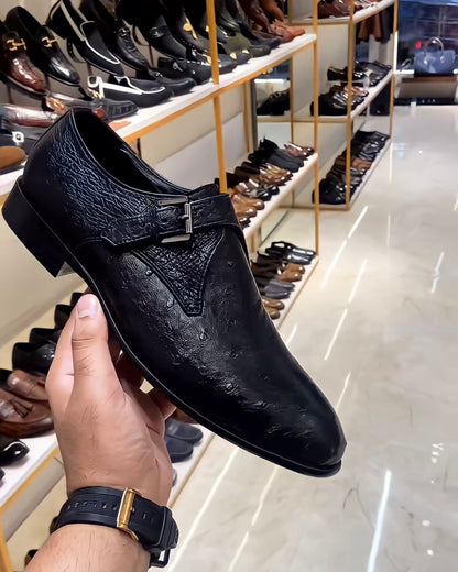 Black Ostrich Scaled Single Monks