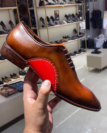 Sienna Brown Opanka Oxfords with Brown Sole