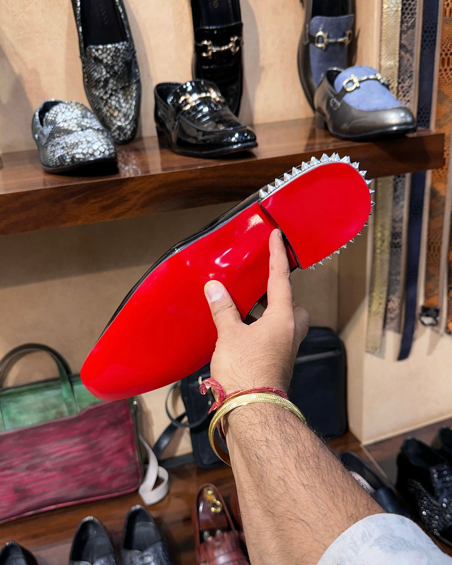Luxe Edition Silver Studded Heel Red Bottom Moccasins