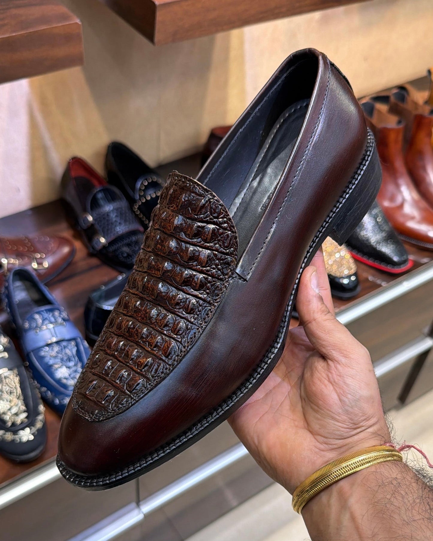Limited Edition Burnished Brown Alligator Scaled Loafers
