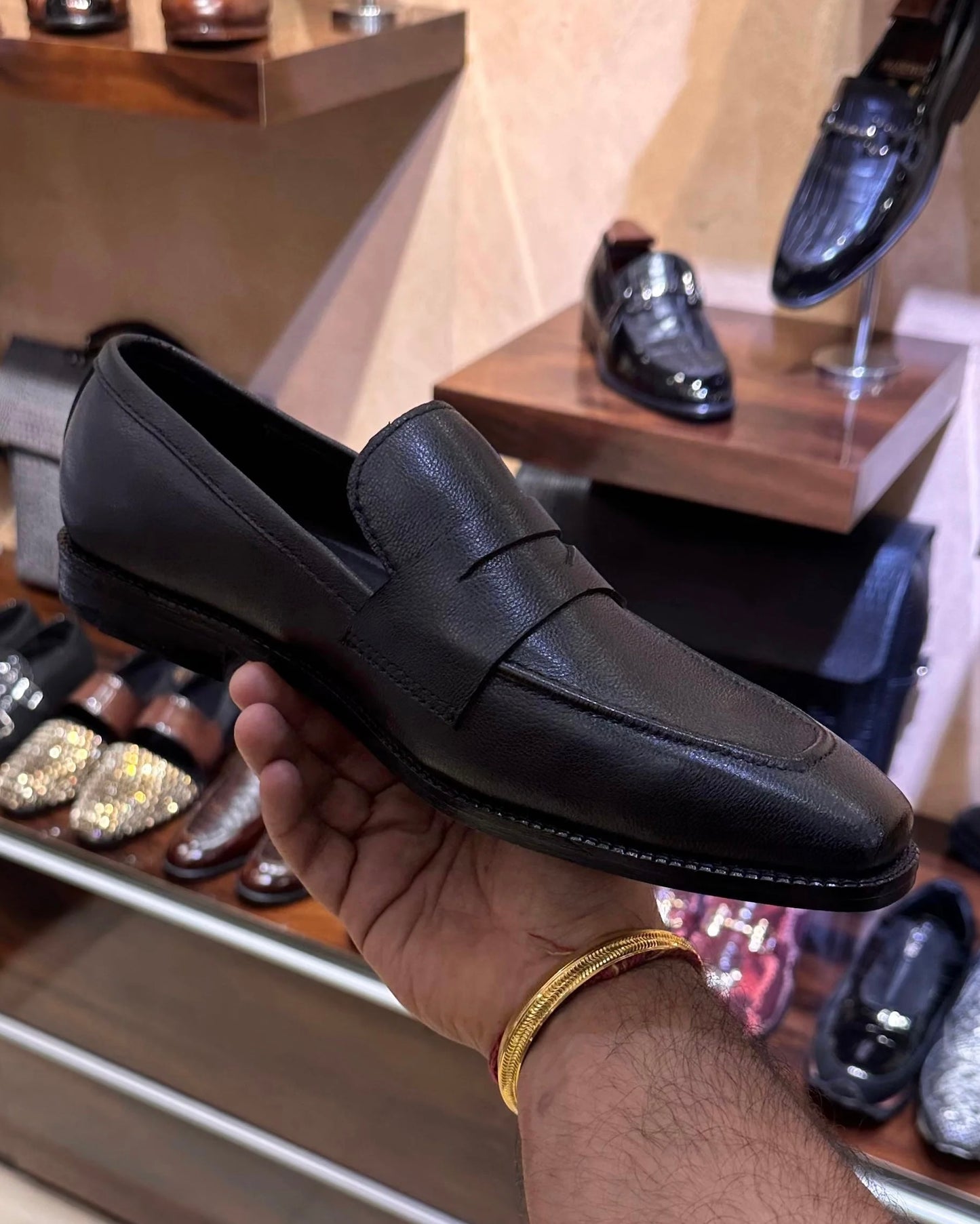 Black Full Grain Leather Penny Loafers