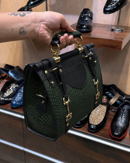 Dark Green And Black Handbag