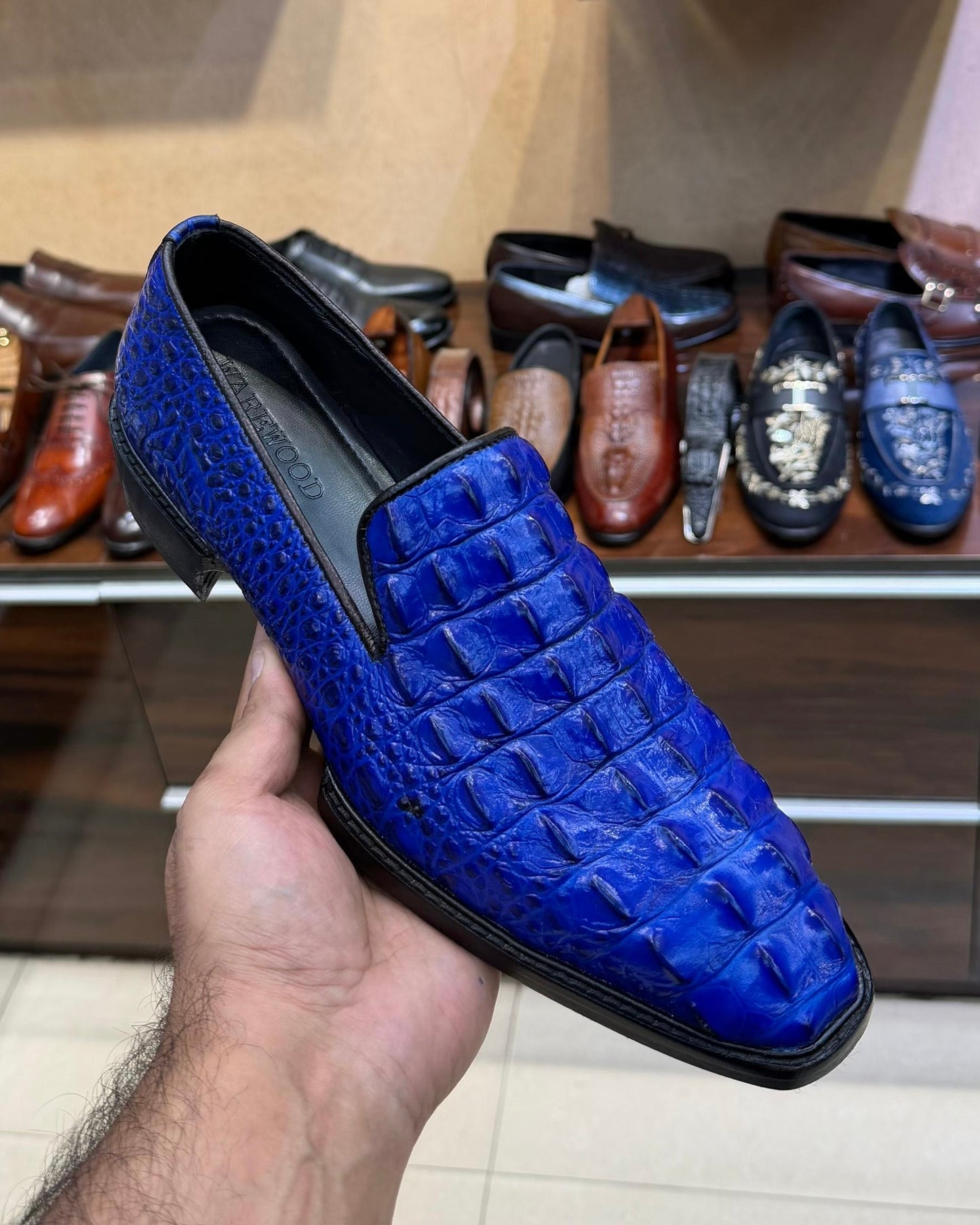 Exotic Blue Alligator Scaled Loafers